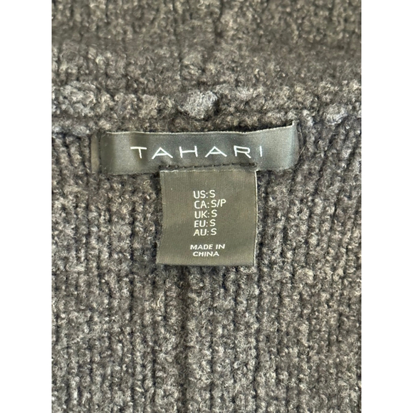 Tahari Women’s Sleeveless Open Front Hooded Sweater Vest – Gray, Size Small - Picture 5 of 5
